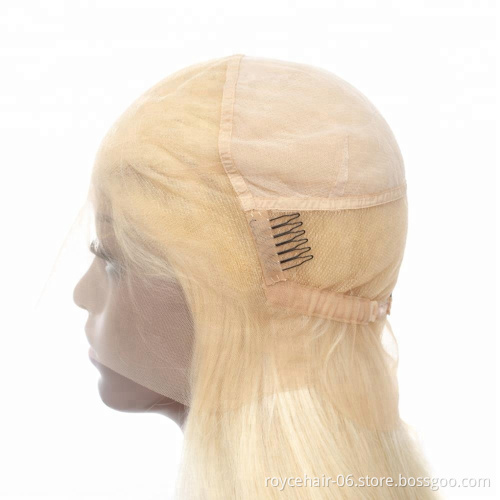 Honey Blond 613 Cuticle Aligned Mink Brazilian Human Hair Glueless Transparent HD Straight Full Lace Wig with Baby Hair